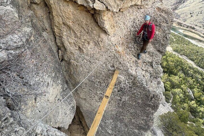 About to walk the plank on the via ferrata