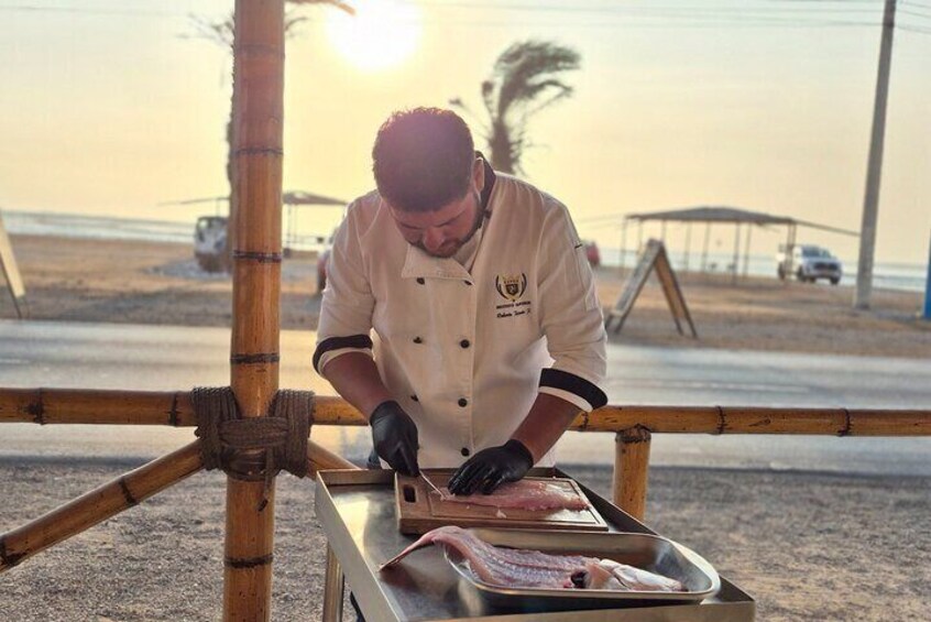 Flounder Filleting and Tasting in Local Pisco Restaurant