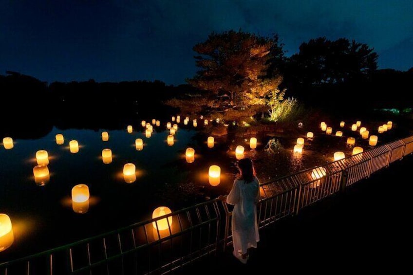teamLab, Floating Resonating Lamps on Oike Lake