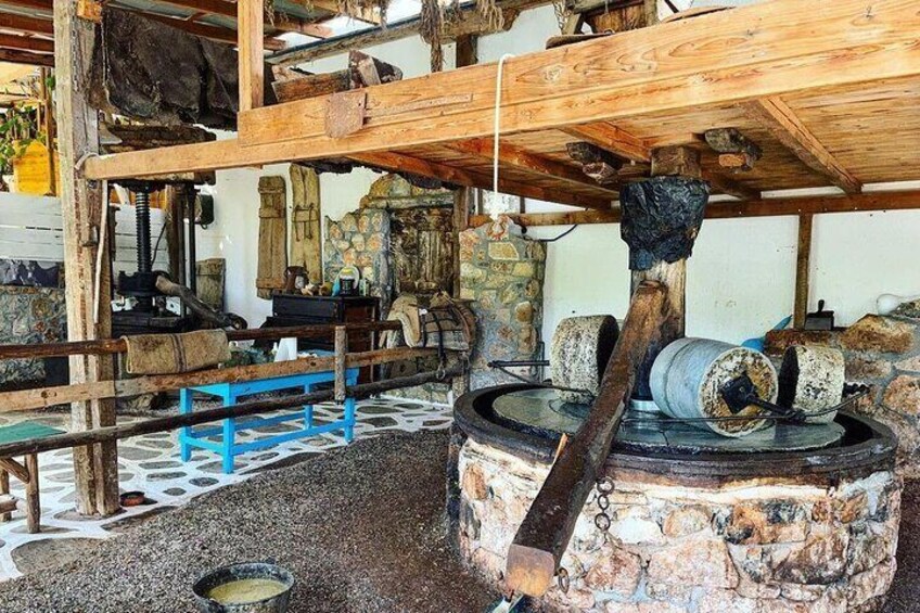 Step back in time at our original stone olive press