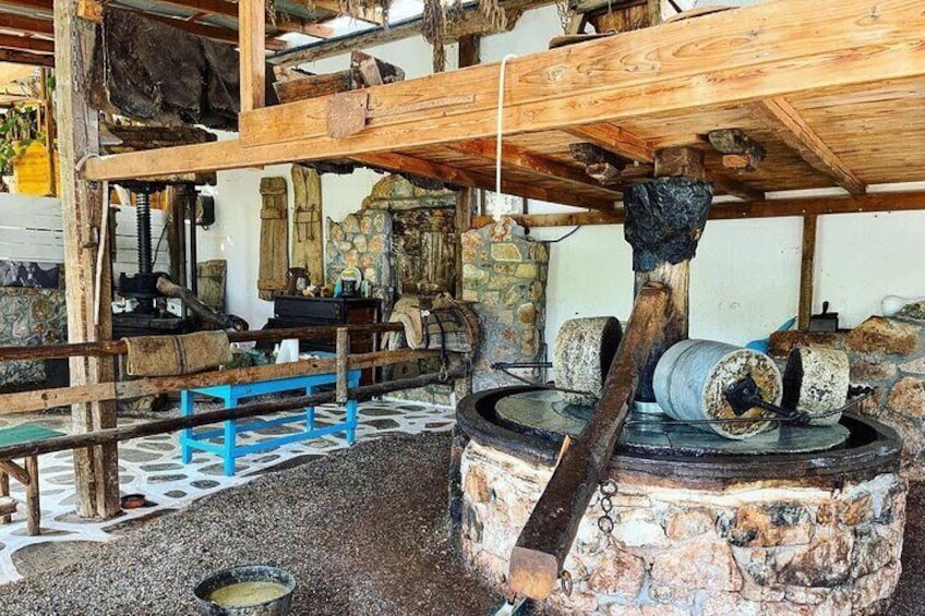 Step back in time at our original stone olive press