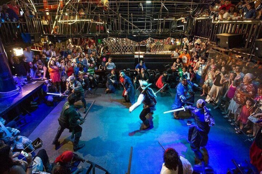 Dinner and show pirate night with Hook in Cancun
