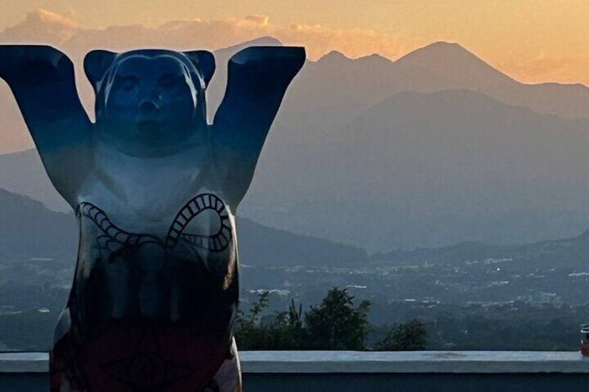 Sunset in Berlin Square. View of the pacaya volcano.
