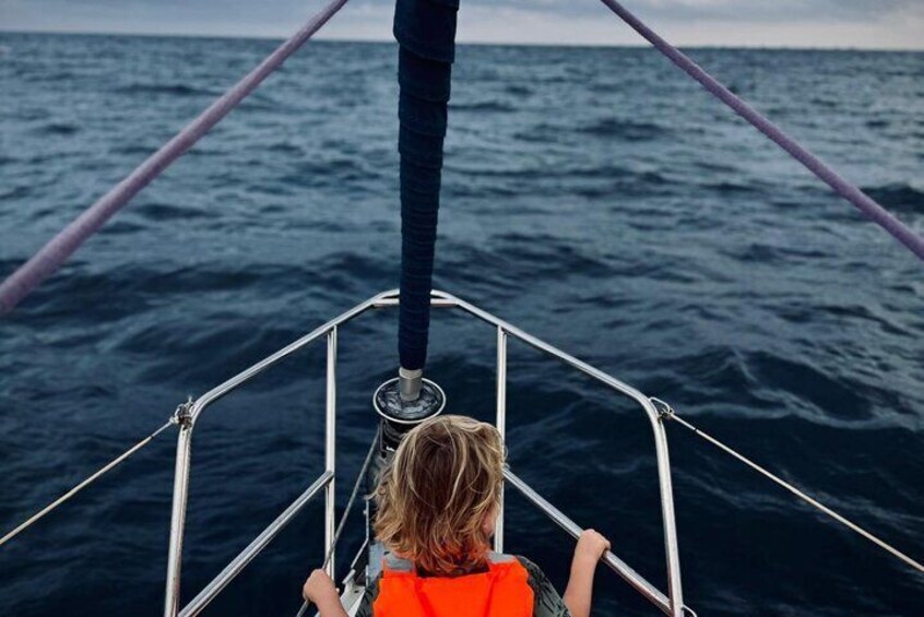 Barcelona Badalona Sailboat Tour Snack Drinks Swimming Sunset