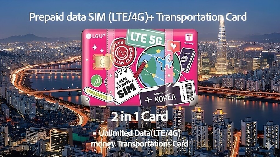South Korea: LG U Plus Unlimited Korea SIM Card + Transportation card