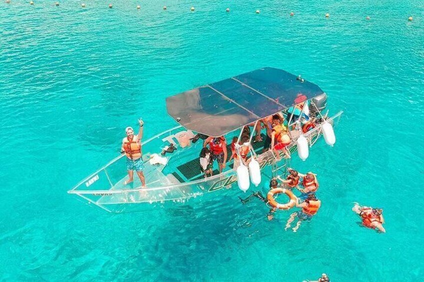 Transparent Boat Tour in Cozumel Reefs