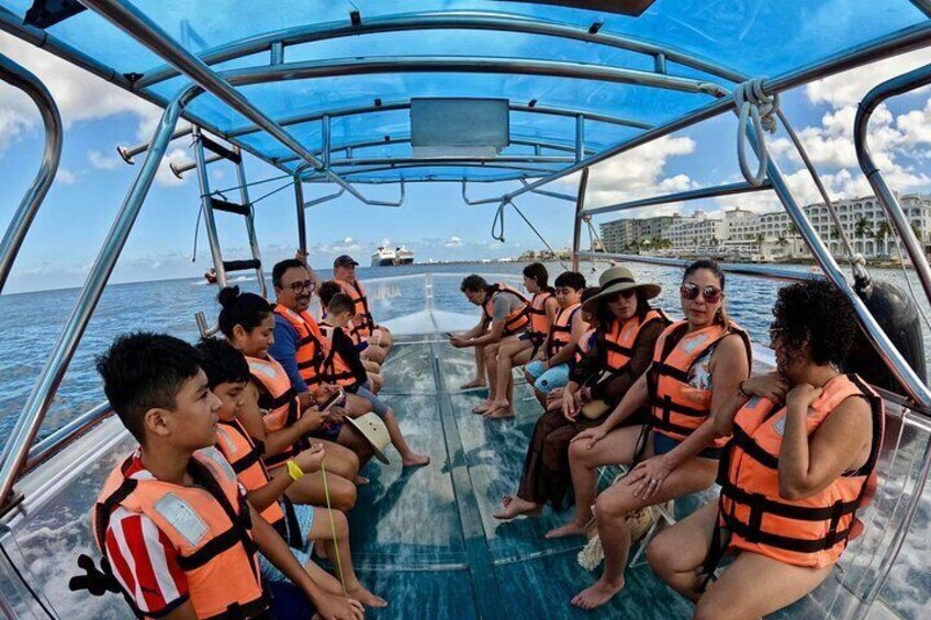 Transparent Boat Tour in Cozumel Reefs