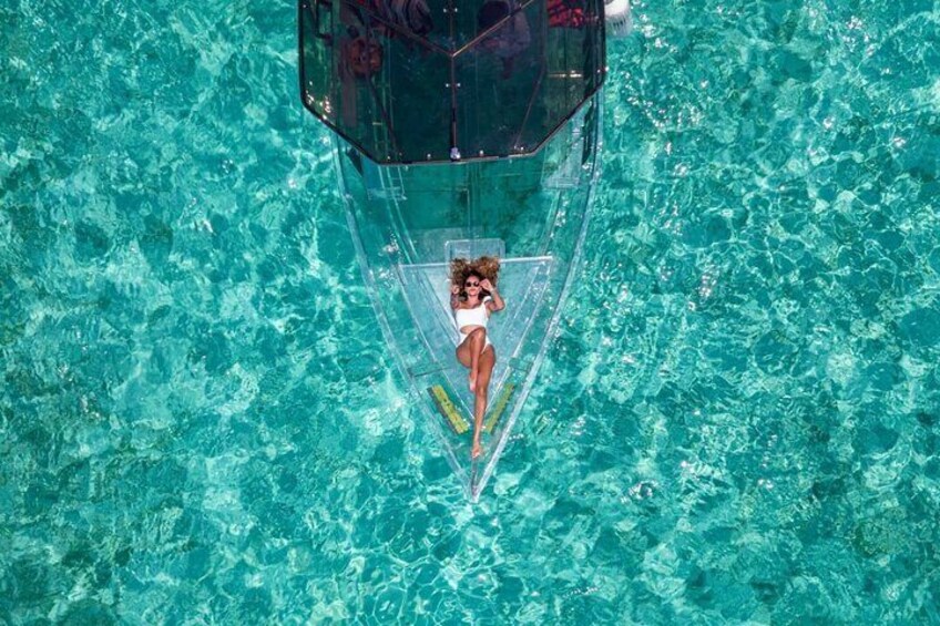 Transparent Boat Tour in Cozumel Reefs