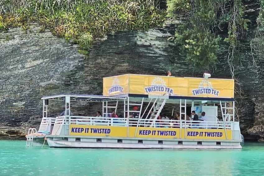 Twisted Tea Pontoon Party Boat in beautiful Bermuda