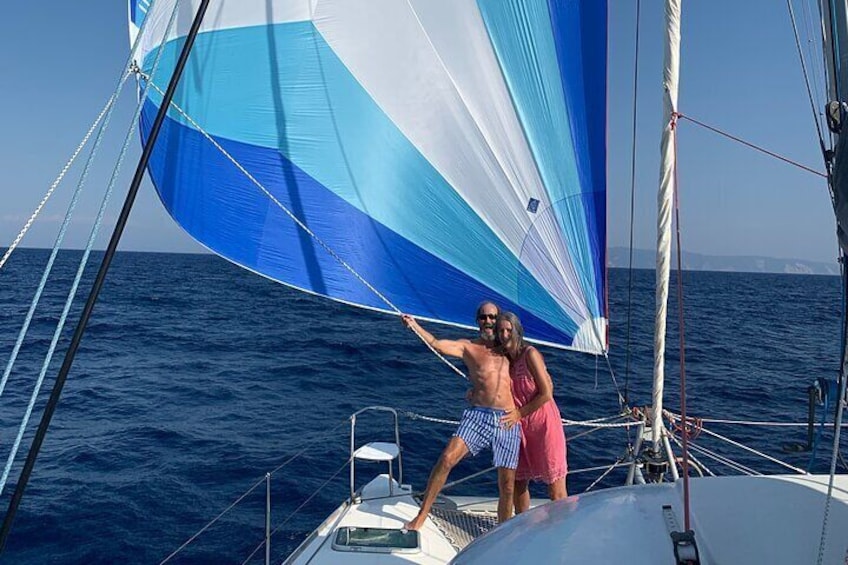 Catamaran sailing on the Costa del Sol