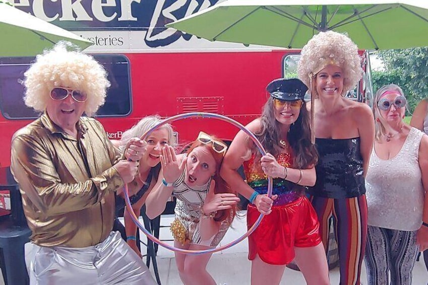 Most guests dress in 70s groovy gear