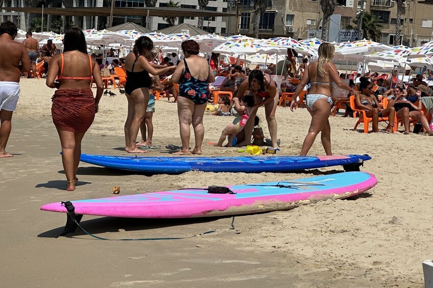 Professional Surfing Lessons at Beach Club TLV in Tel Aviv