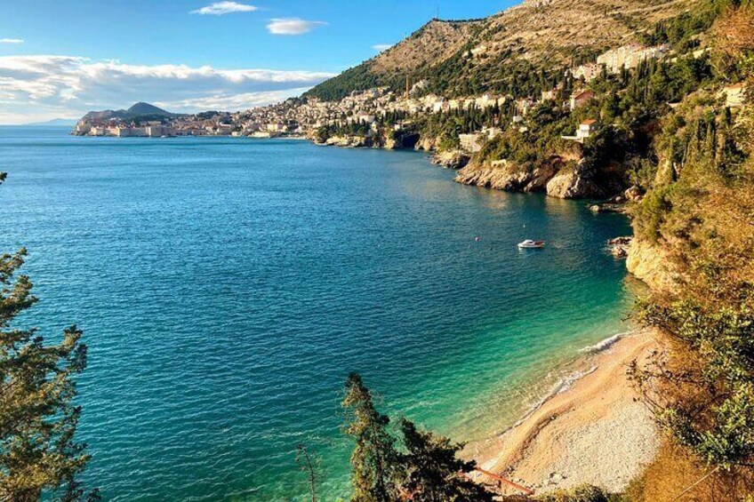 St Jacobs beach with Dubrovnik city walls in the background