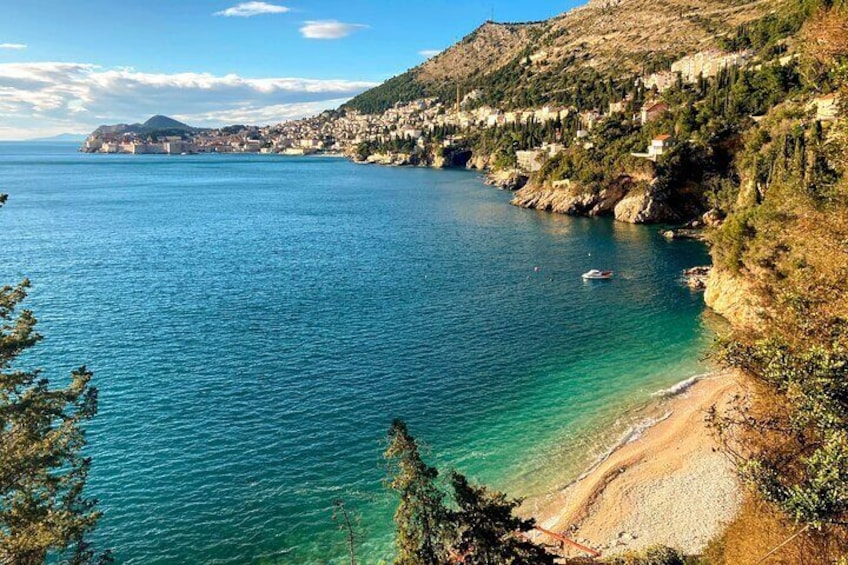 St Jacobs beach with Dubrovnik city walls in the background