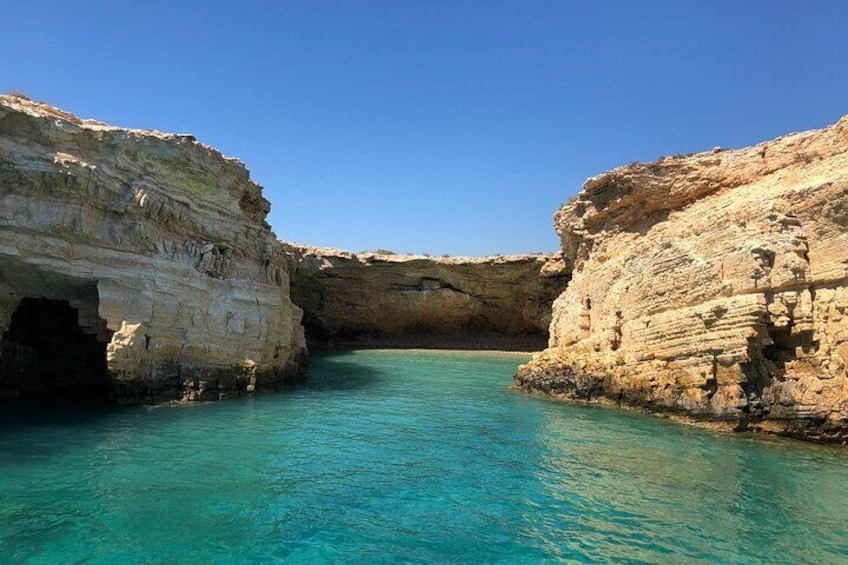 Wooden Boat from Piso Livadi, Blue Lagoon ,Antiparos, Sea Caves