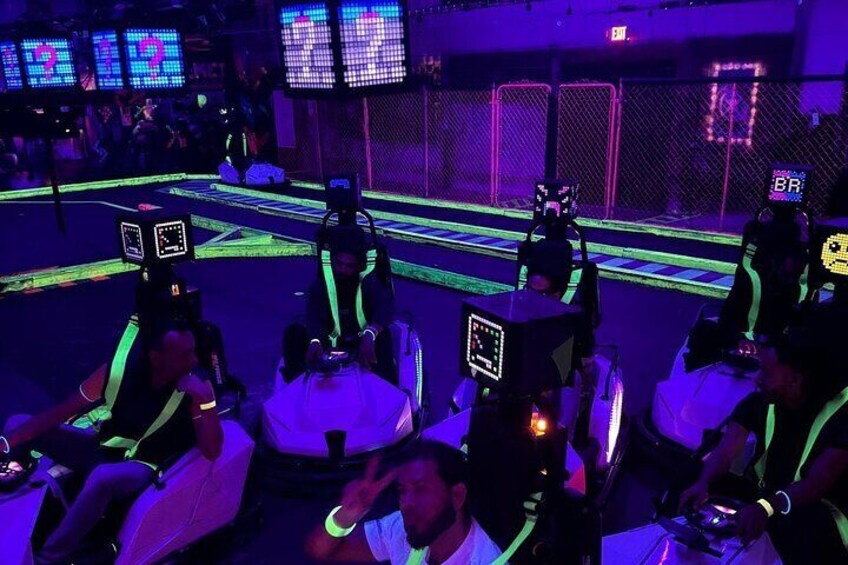 Relive Mario Kart with friends at Battle Racing! High-speed karts, power-ups, and non-stop laughs make it the perfect group experience!