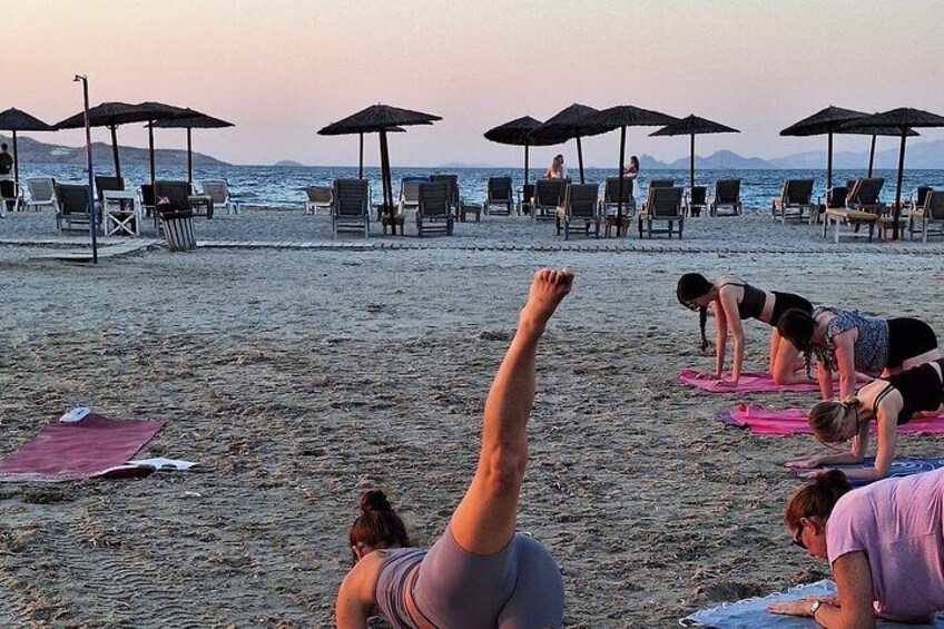 Sunset Pilates on Tigaki Beach in Kos