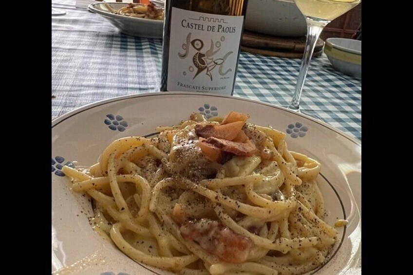 Carbonara with wine