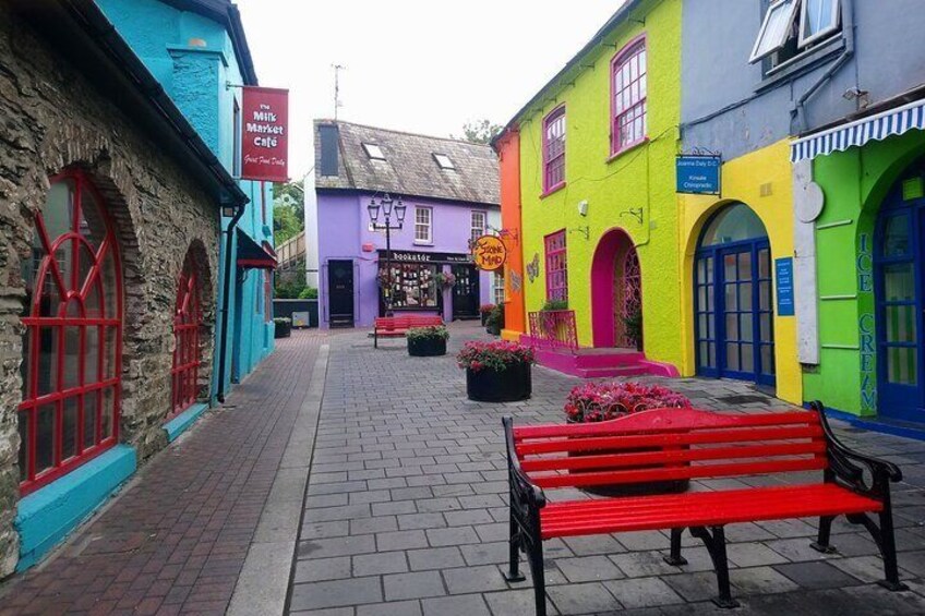 Colourful Kinsale Town, pedestrian area.
