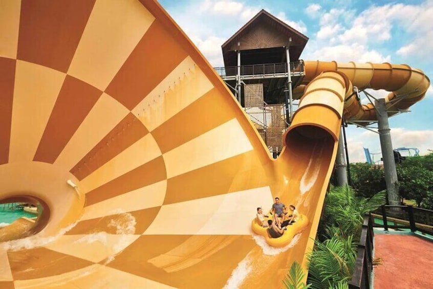 Experience two high-energy funnels and a sudden 24-foot drop that allows for high-banking swings at The Tempest