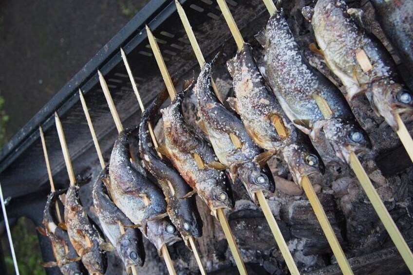 Miyagi Zao raised fish, salt-grilled to perfection with rare and premium Japanese Binchotan charcoal