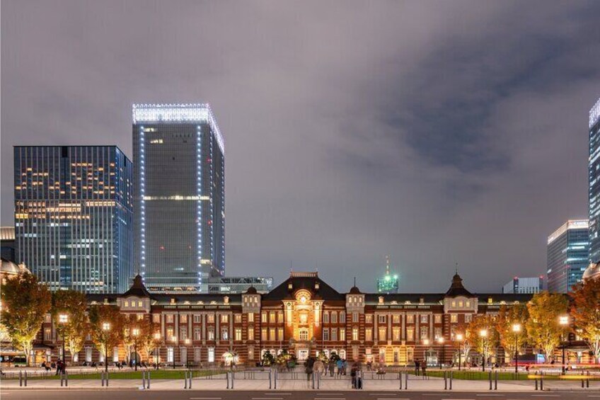 A timeless view: Tokyo Station illuminated in all its architectural beauty.