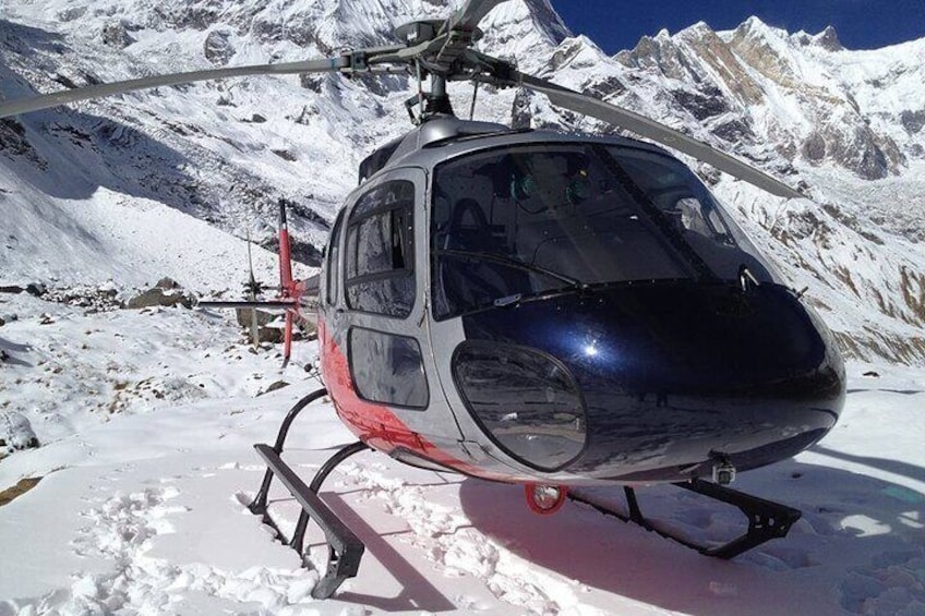 Helicopter Landing at Annapurna Base Camp