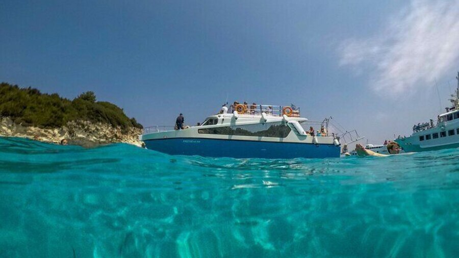 From Lefkimmi Syvota Blue Lagoon and Cave Sunset Cruise