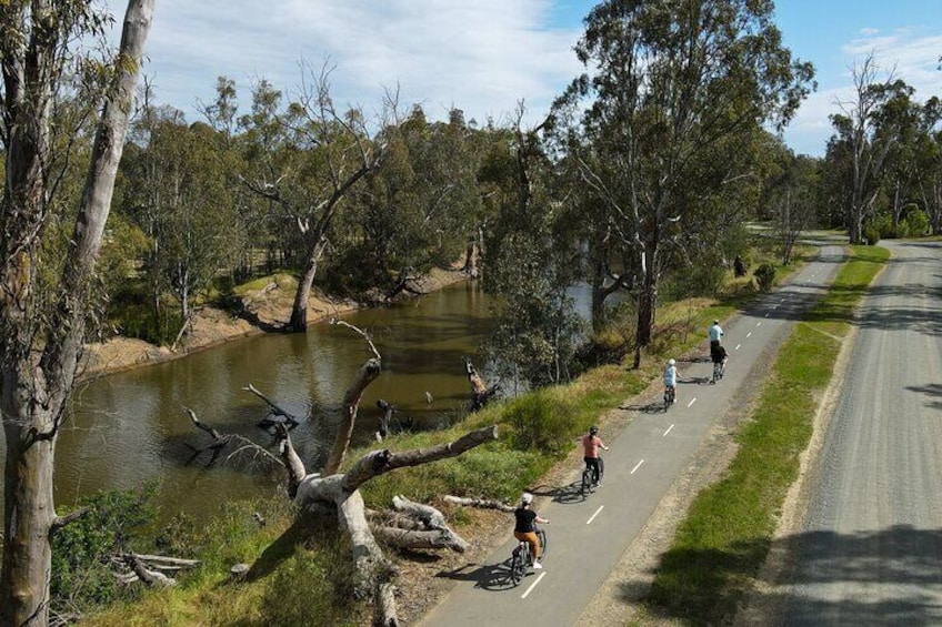 Cycling beside Campaspe River 