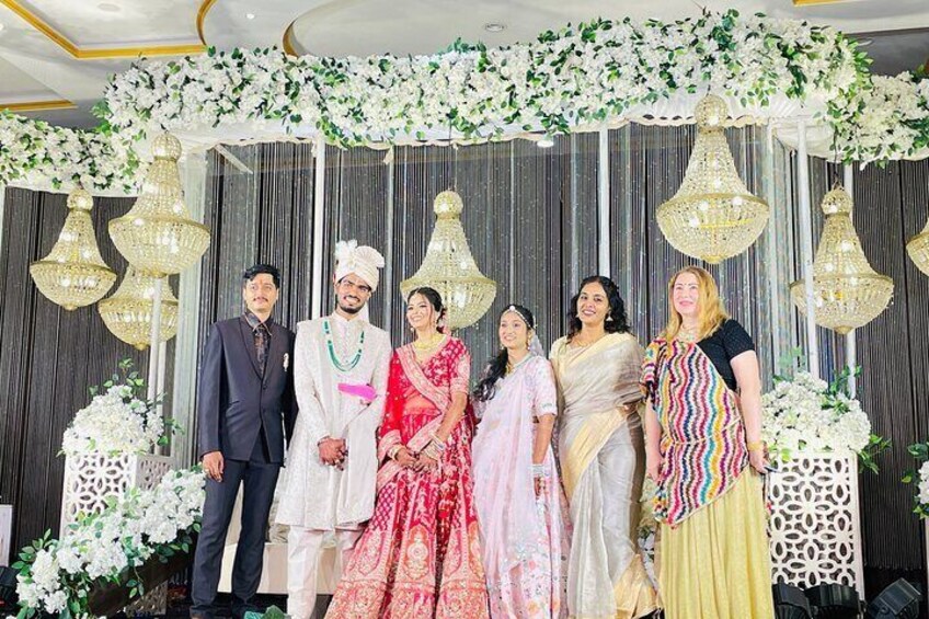 Clicking with bride and groom immersed in grandeur