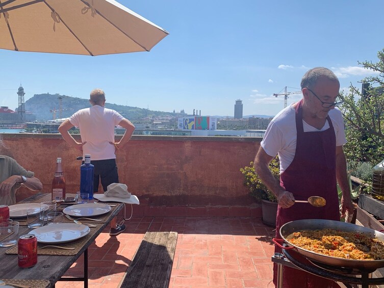 Rooftop Paella Seafood Cooking Class Experience in Barcelona