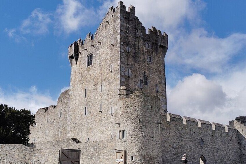 Historic Ross Castle stands proudly on the shores of Lough Leane, offering visitors a glimpse into medieval Ireland and stunning lakefront views.