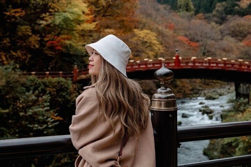 Photo shoot at Shinkyo Bridge in Nikko city