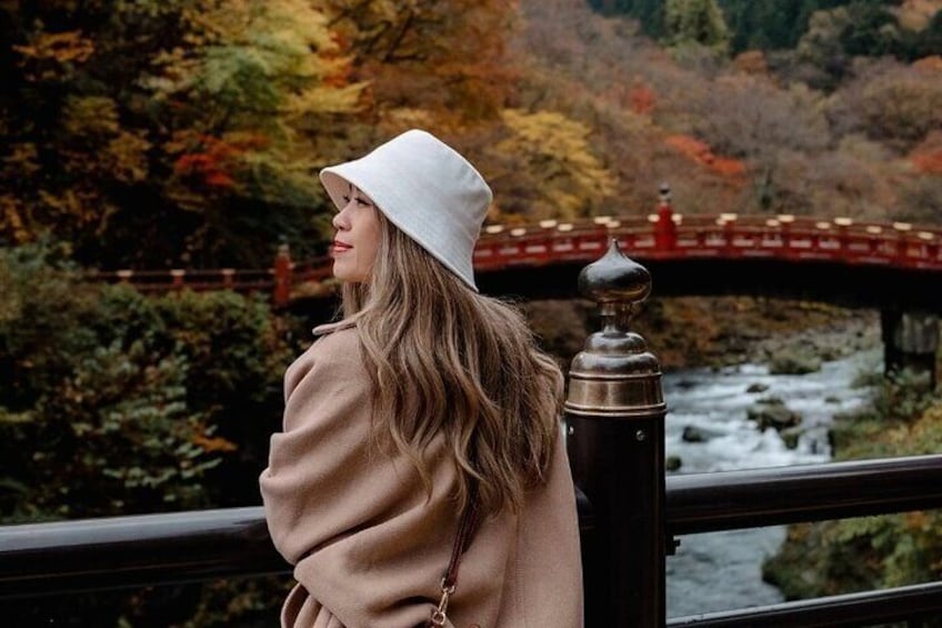 Photo shoot at Shinkyo Bridge in Nikko city