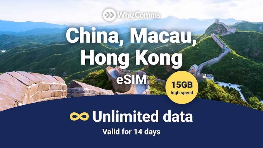 China/HK/Macau: 14-Day 15GB Unlimited Traveler eSIM – Instant Activation