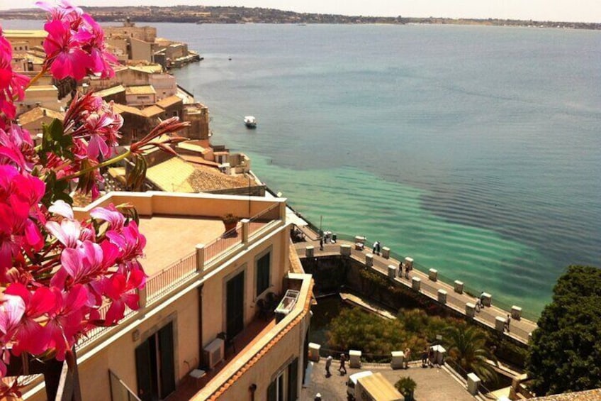 view from the roof of a bar in Ortigia