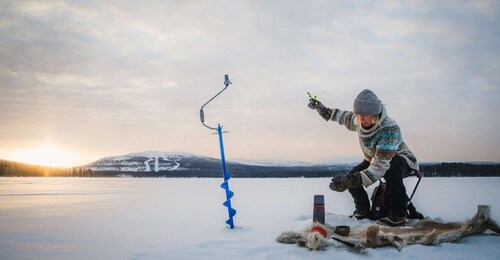 Pyhä: Ice Fishing Experience at Frozen Lake