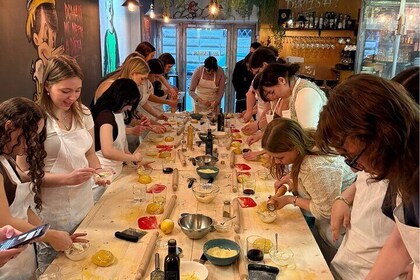 Course of pasta Fettuccine and Ravioli with Truffle, Tiramisu and Wine