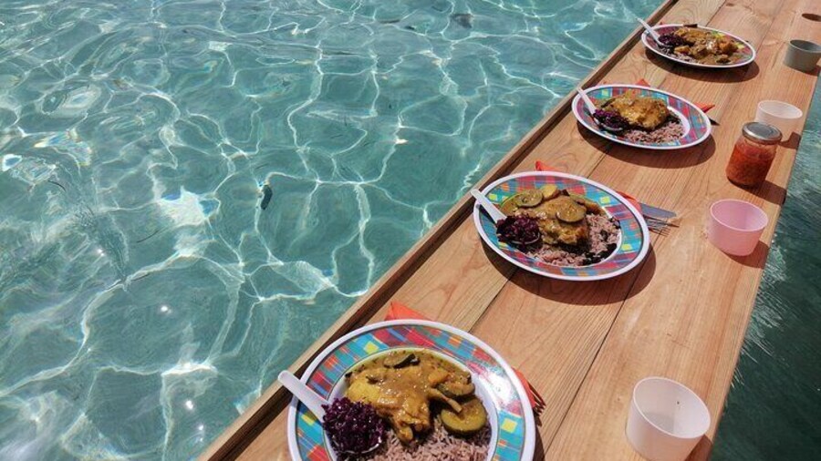 Boat Tour with Lunch in the Water in Guadeloupe Lagoon