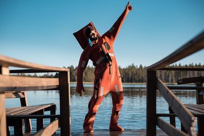 Daytime Arctic Autumn Lake Floating in Rovaniemi Small Group