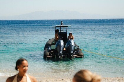 Pilates on the Beach by speed Boat in Mykonos