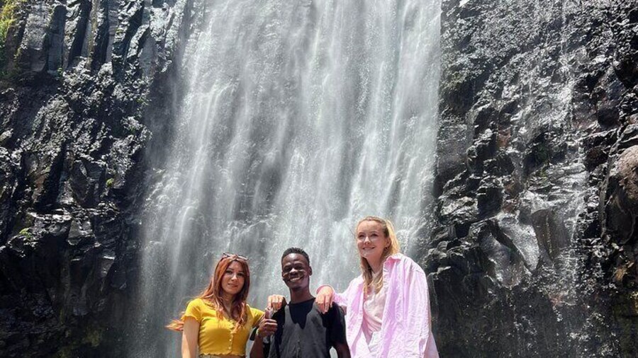 Happy clients at Materuni Waterfalls