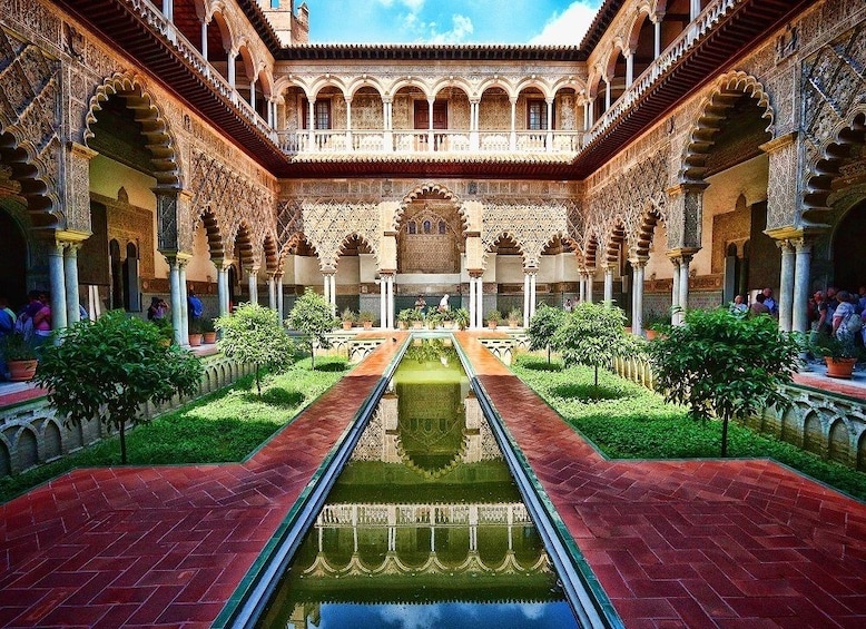 Vibrant view of the Alcázar of Seville