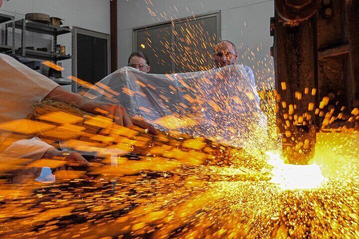 The process of forging iron.