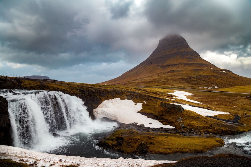 Kirkjufell Mountain on a cloudy day