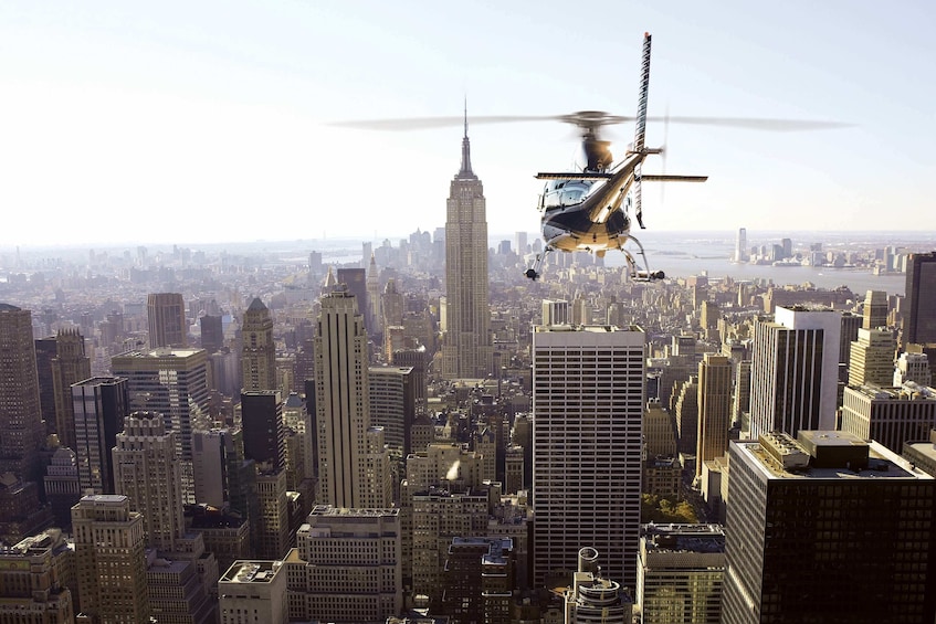 Helicopter flying around New York City 