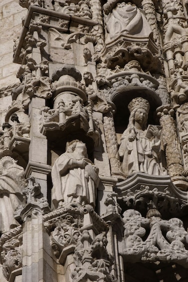 Close view of the details of the sculptures at Jerónimos Monastery in Lisbon