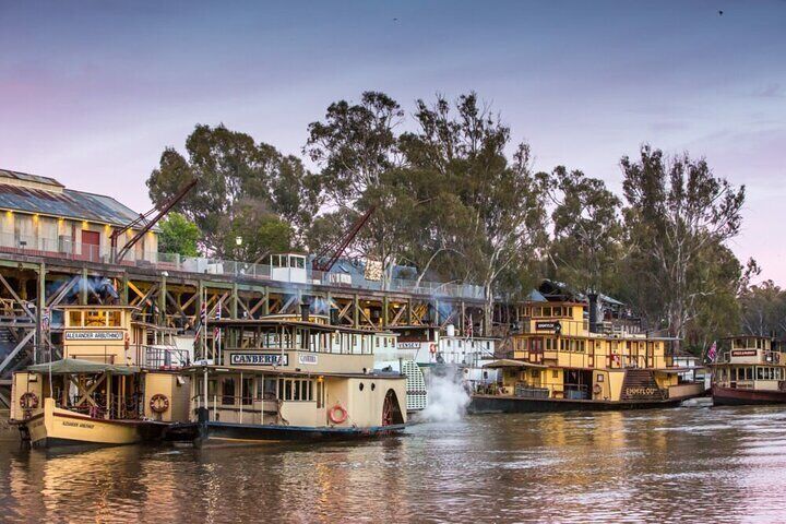 Classic Paddle Steamers pulling into Echuca Port
