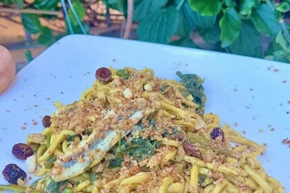 Fresh pasta lesson ,Cooked and eaten,Wine in Taormina