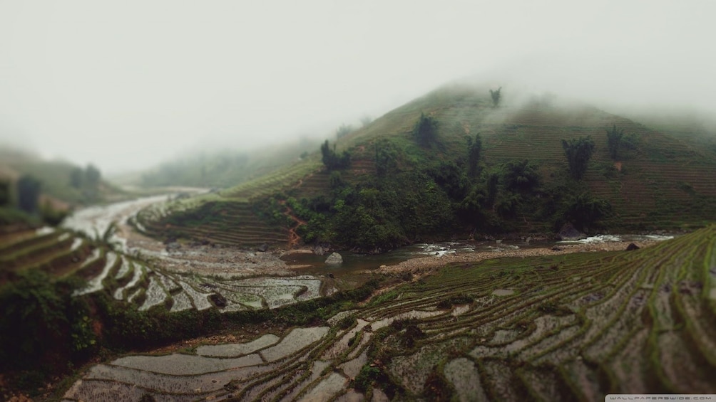 Foggy view of Sapa Valley in Vietnam